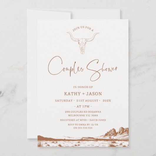 Rustieke Westerne Country Rodeo Koppels Douche Bru Kaart (Voorkant)