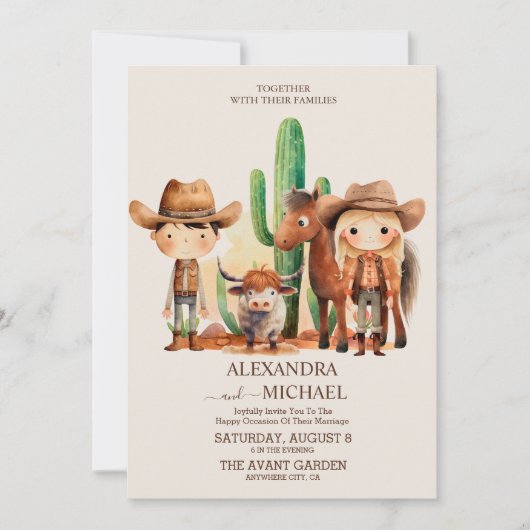 Rustieke Westerne Cowboy bruiloft Kaart (Voorkant)