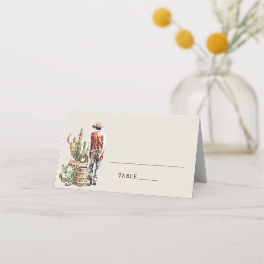 Rustieke Westerne Cowboy bruiloft Plaatskaartje (Voorkant)