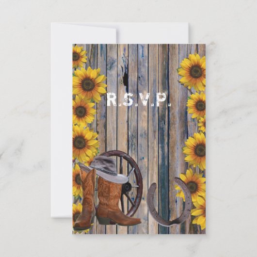 Rustieke westerne cowboy country bruiloft R.S.V.P RSVP Kaartje (Achterkant)