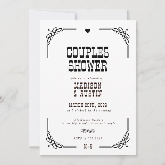 Rustieke Westerne Cowboy Couples Vrijgezellenfeest Kaart (Voorkant)