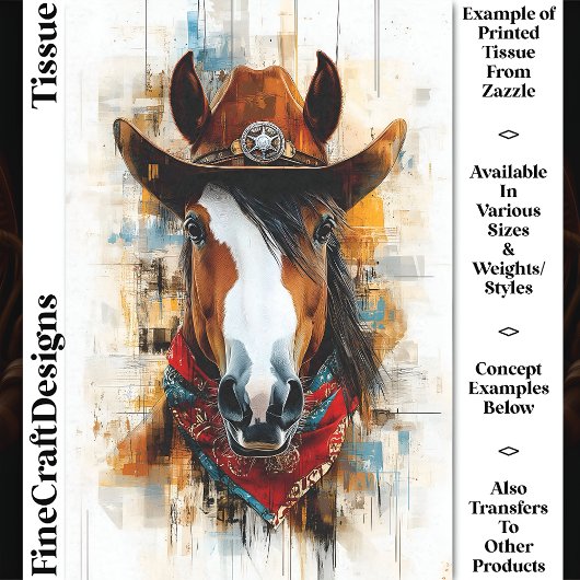 Rustieke Westerne Cowboy Horse Portret DE2 Decoupa Tissuepapier