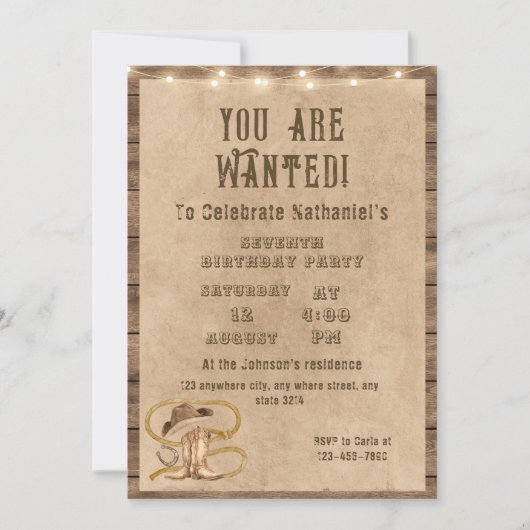 Rustieke westerne cowboy je bent gewild verjaardag kaart (Voorkant)