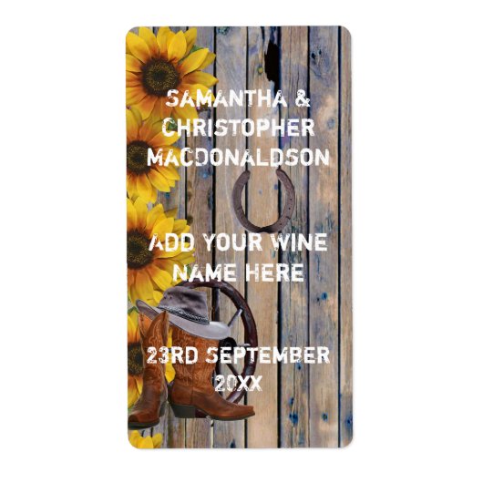 Rustieke westerne cowboy land bloemenwijn etiket (Voorkant)