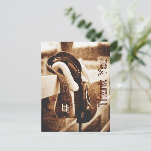 Rustieke westerne cowboy paard bruiloft dank u briefkaart (Staand voorkant)