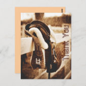 Rustieke westerne cowboy paard bruiloft dank u briefkaart (Voorkant / Achterkant)