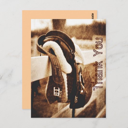 Rustieke westerne cowboy paard bruiloft dank u briefkaart (Voorkant / Achterkant)