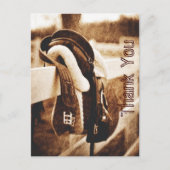 Rustieke westerne cowboy paard bruiloft dank u briefkaart (Voorkant)