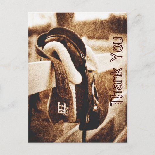 Rustieke westerne cowboy paard bruiloft dank u briefkaart (Voorkant)