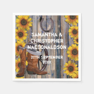 Rustieke westerne cowboy thema land bloemenbruilof servetten