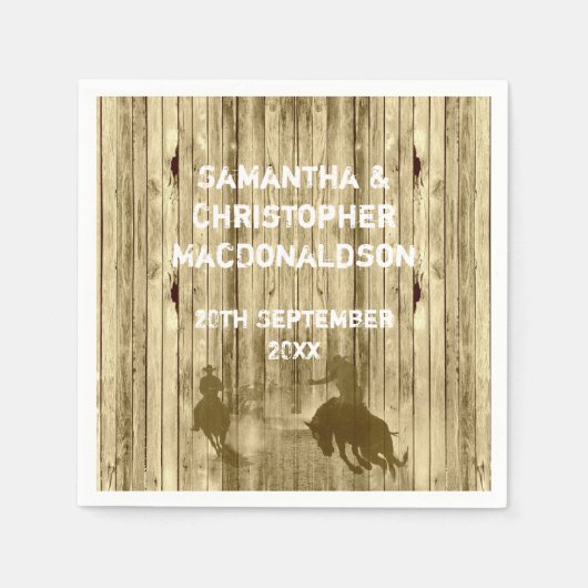 Rustieke westerne cowboy wild west thema bruiloft servet (Voorkant)