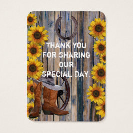 Rustieke westerne cowboygunst dank u label visitekaartjes