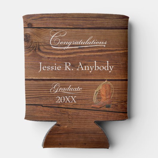 Rustieke Westerne cowboylaars lasso Afstudeerfeest Blikjeskoeler (Achterkant)