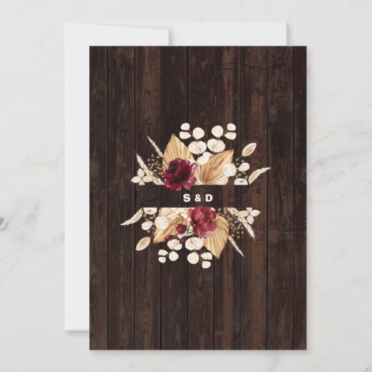 Rustieke Westerne cowboylaarzen pampas gras bruilo Kaart (Achterkant)