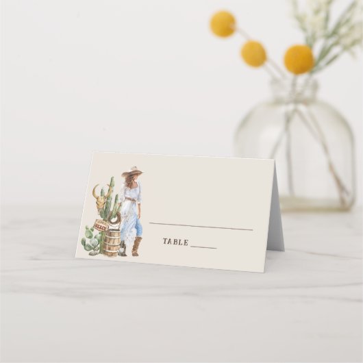 Rustieke Westerne Cowgirl bruiloft Plaatskaartje (Voorkant)