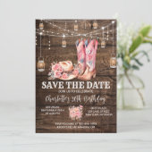 Rustieke Westerne Cowgirl Save the Date Verjaardag Kaart (Staand voorkant)