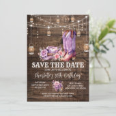 Rustieke Westerne Cowgirl Save the Date Verjaardag Kaart