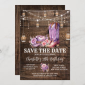 Rustieke Westerne Cowgirl Save the Date Verjaardag Kaart