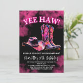 Rustieke Westerne Cowgirl Verjaardagsfeestje Roze  Kaart (Staand voorkant)