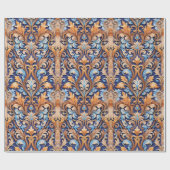 Rustieke Westerne Damask Pattern Denim Leather Cadeaupapier (Vlak)