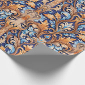 Rustieke Westerne Damask Pattern Denim Leather Cadeaupapier (Hoek)