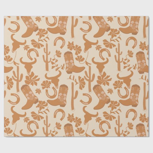 Rustieke Westerne Earth Tone Country Cowboy Boots Cadeaupapier (Vlak)