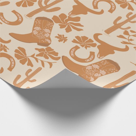 Rustieke Westerne Earth Tone Country Cowboy Boots Cadeaupapier (Hoek)