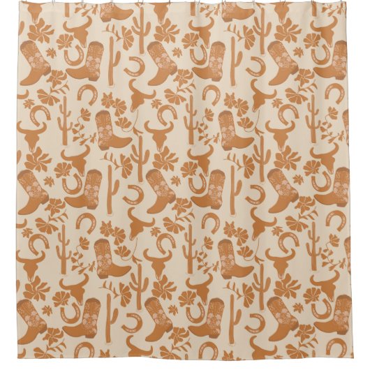 Rustieke Westerne Earth Tone Country Cowboy Boots Douchegordijn (Voorkant)