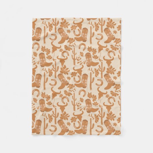 Rustieke Westerne Earth Tone Country Cowboy Boots Fleece Deken (Voorkant)