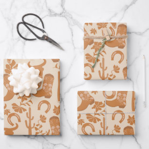 Rustieke Westerne Earth Tone Country Cowboy Boots Inpakpapier Vel