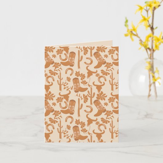 Rustieke Westerne Earth Tone Country Cowboy Boots Kaart (Gele Bloem)