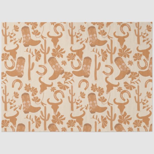 Rustieke Westerne Earth Tone Country Cowboy Boots Tissuepapier (Voorkant)