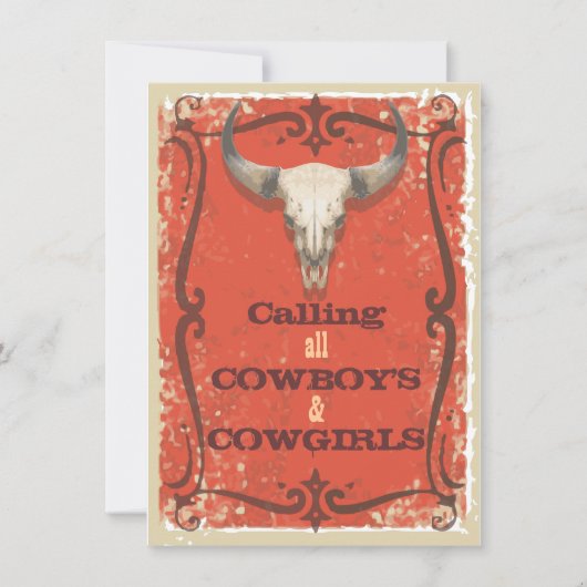 Rustieke Westerne feestuitnodiging Kaart (Voorkant)