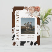 Rustieke Westerne Foto Cowboy bruiloft save the da Kaart (Staand voorkant)