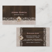 Rustieke Westerne Houten Kant & Burlap Visitekaart Visitekaartje (Voorkant / Achterkant)