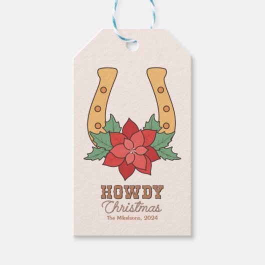 Rustieke Westerne kerst Cadeaulabel (Voorkant)