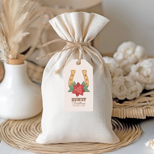 Rustieke Westerne kerst Cadeaulabel