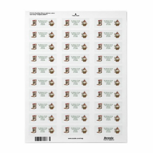 Rustieke Westerne kerst Etiket (Full Sheet)