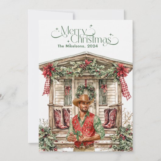 Rustieke Westerne kerst Feestdagenkaart (Voorkant)