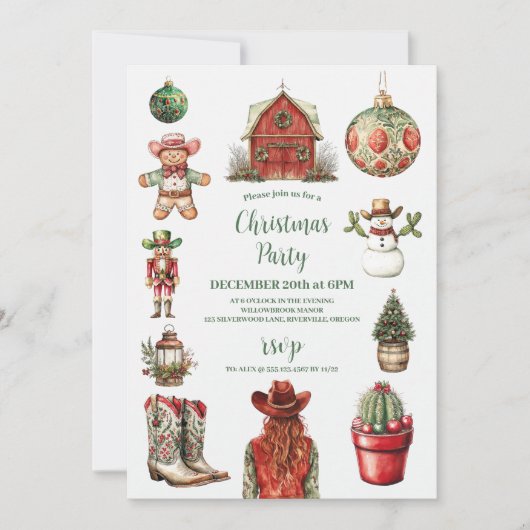 Rustieke Westerne kerst Kaart (Voorkant)