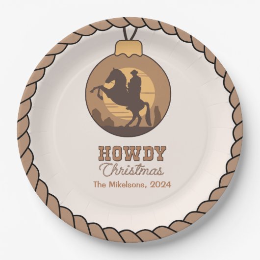 Rustieke Westerne kerst Papieren Bordje (Voorkant)