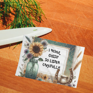 Rustieke Westerne keukenhanddoek 'Ik roddel nooit