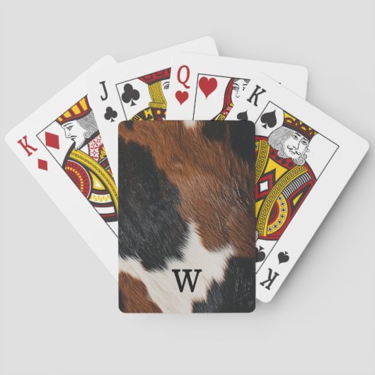 Rustieke Westerne Koe Patroon met Monogram Pokerkaarten (Achterkant)