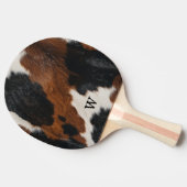 Rustieke Westerne Koe Patroon met Monogram Tafeltennisbatje (Zijkant)
