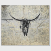 Rustieke Westerne Koe schedel zwart textuur Decoup Cadeaupapier (Vlak)
