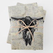 Rustieke Westerne Koe schedel zwart textuur Decoup Inpakpapier Vel (In situ)