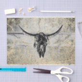 Rustieke Westerne Koe schedel zwart textuur Decoup Tissuepapier (Craft)