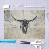 Rustieke Westerne Koe schedel zwart textuur Decoup Tissuepapier (Craft)