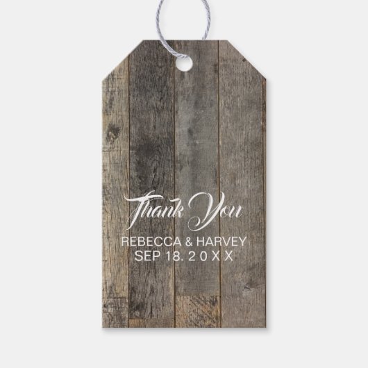 rustieke westerne land houtnerf schuur bruiloft cadeaulabel (Voorkant)