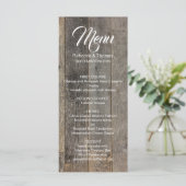 rustieke westerne land houtnerf schuur bruiloft menu (Staand voorkant)